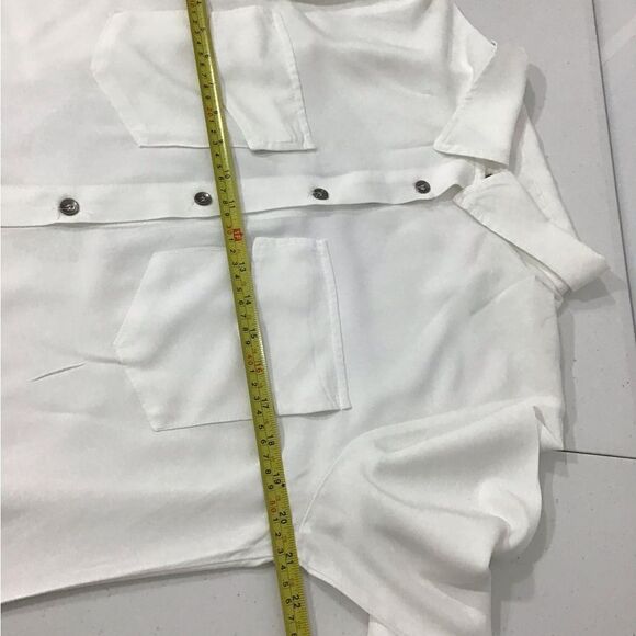 Free For Humanity White Satin Long Sleeve Skull Embellished Button Down Top Size - Picture 5 of 9